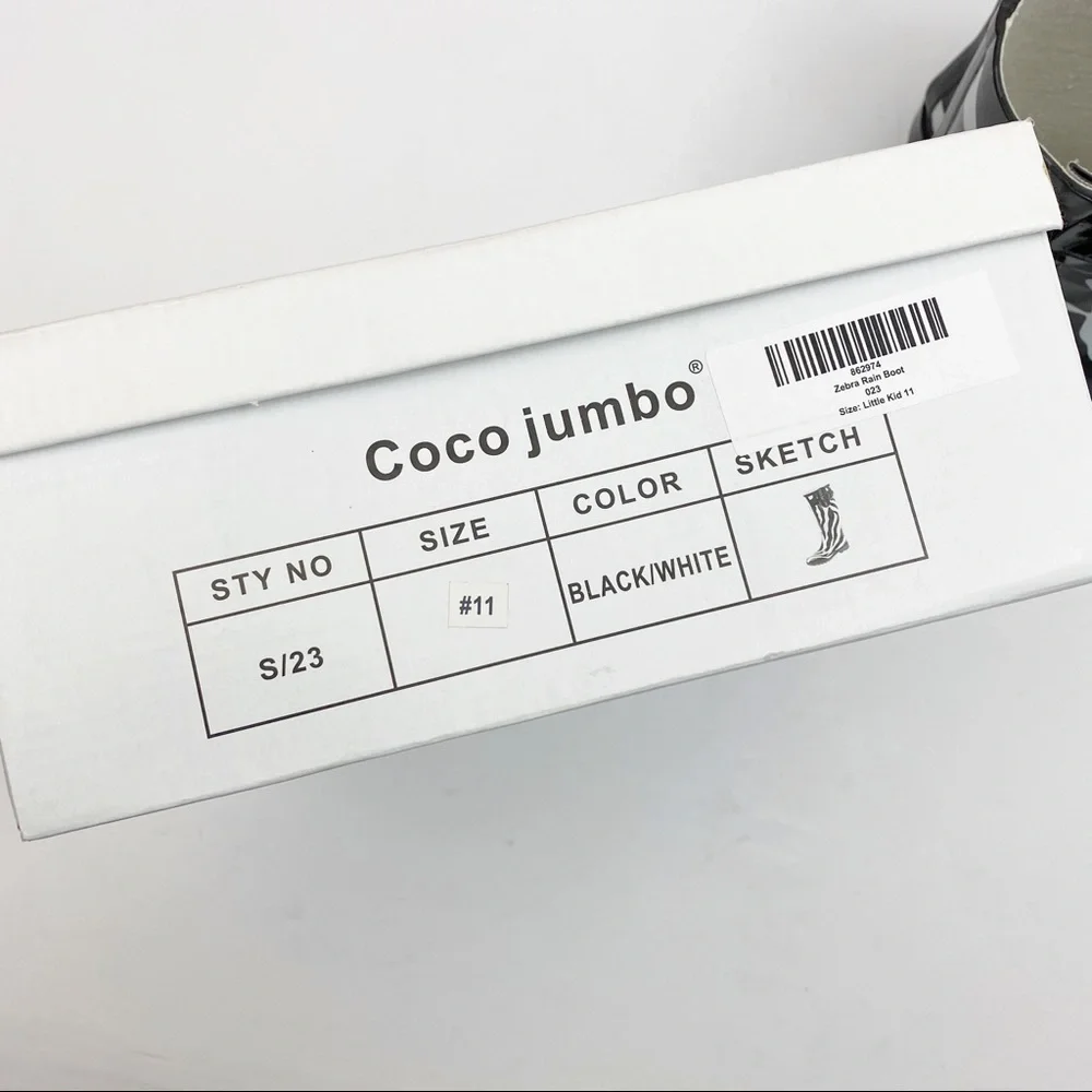 Coco Jumbo Girls Kids Zebra Rain Boots: Black White